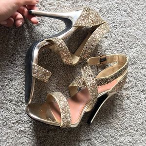 Gold glitter heels